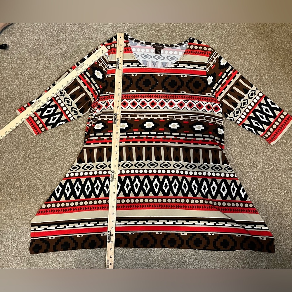 Multiples Tribal Print Tunic with 3/4 Sleeves size 1X - Picture 6 of 11